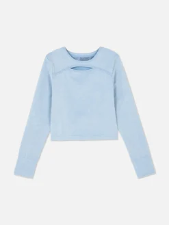 Acid Wash Top Met Lange Mouwen
