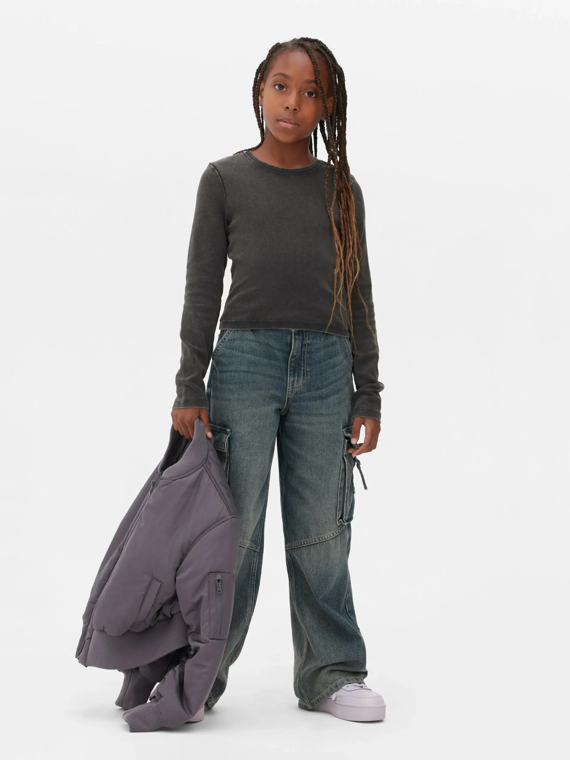 Acidwash T-shirt Met Lange Mouwen