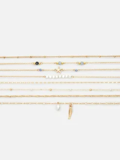 Armbanden Met Imitatieparels En Bedels, Set Van 8