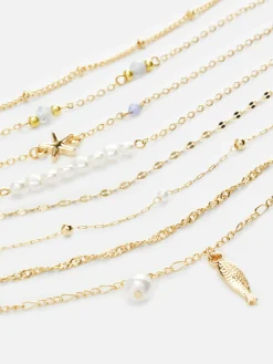 Armbanden Met Imitatieparels En Bedels, Set Van 8