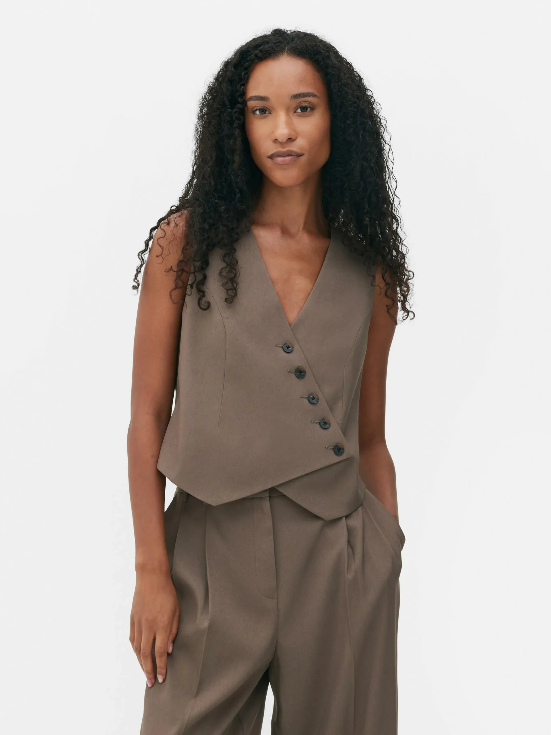 Asymmetrisch Gilet Met Knopen Aan De Voorkant