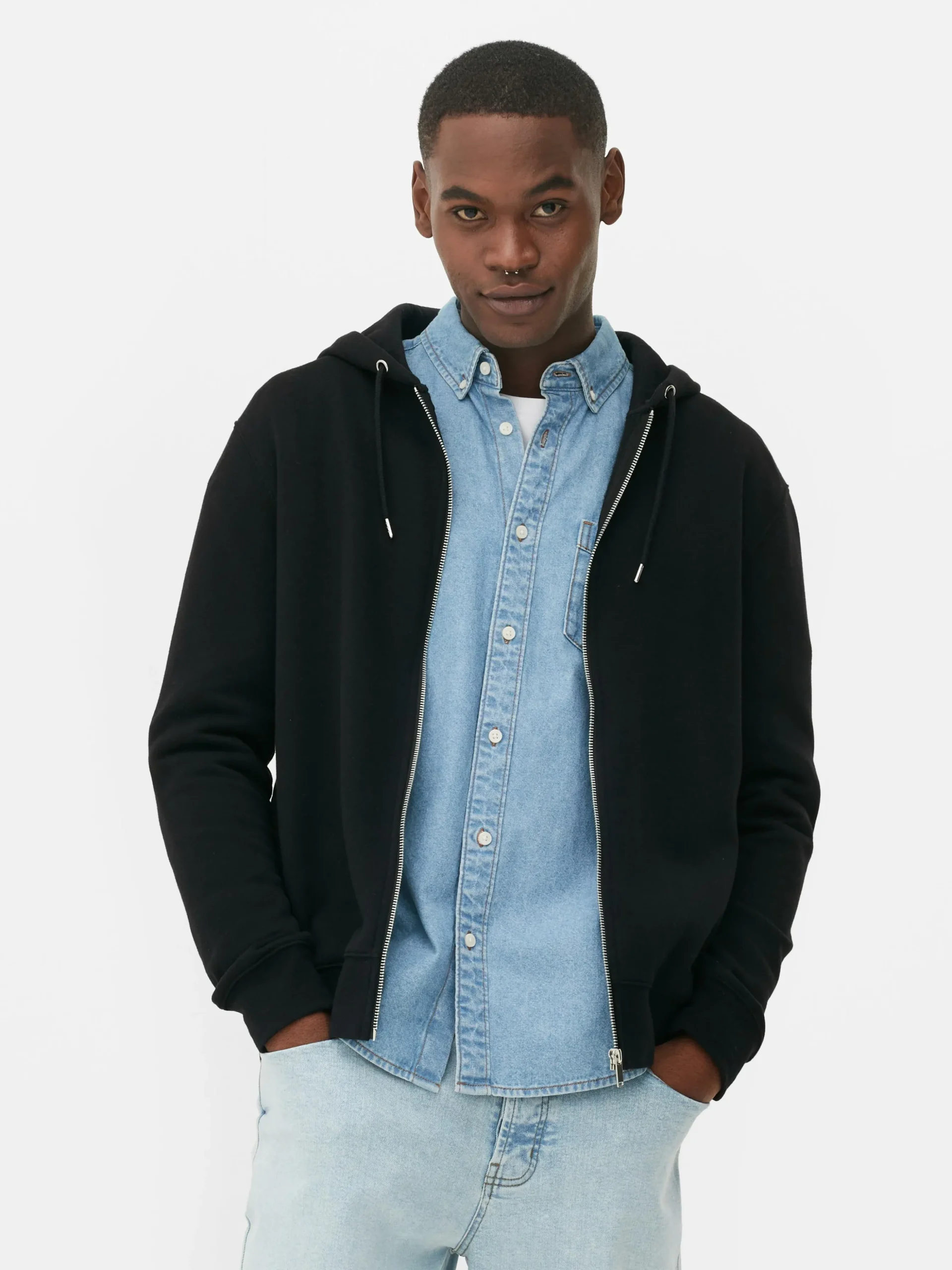 Basic Hoodie Met Lange Rits