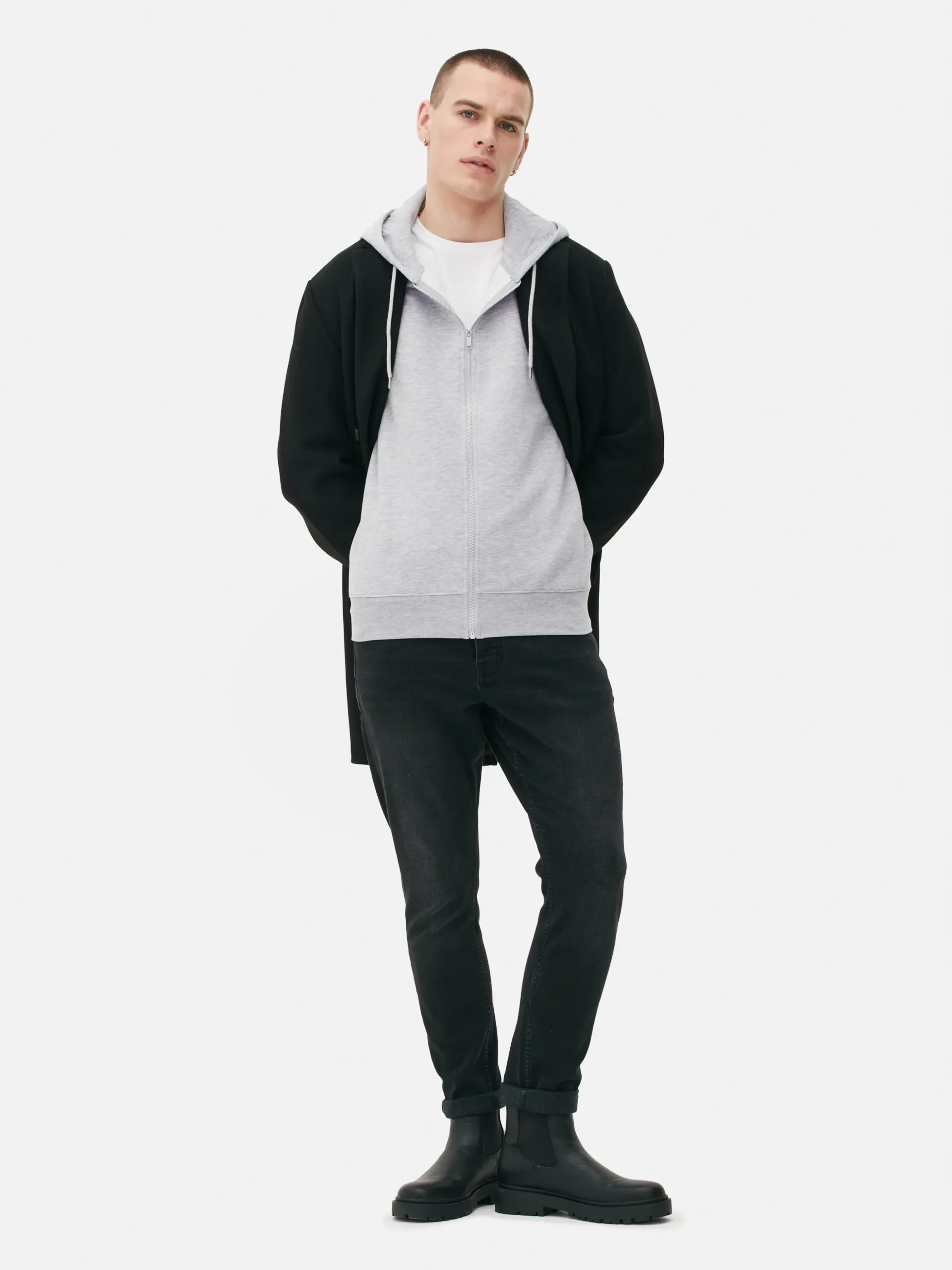 Basic Hoodie Met Lange Rits