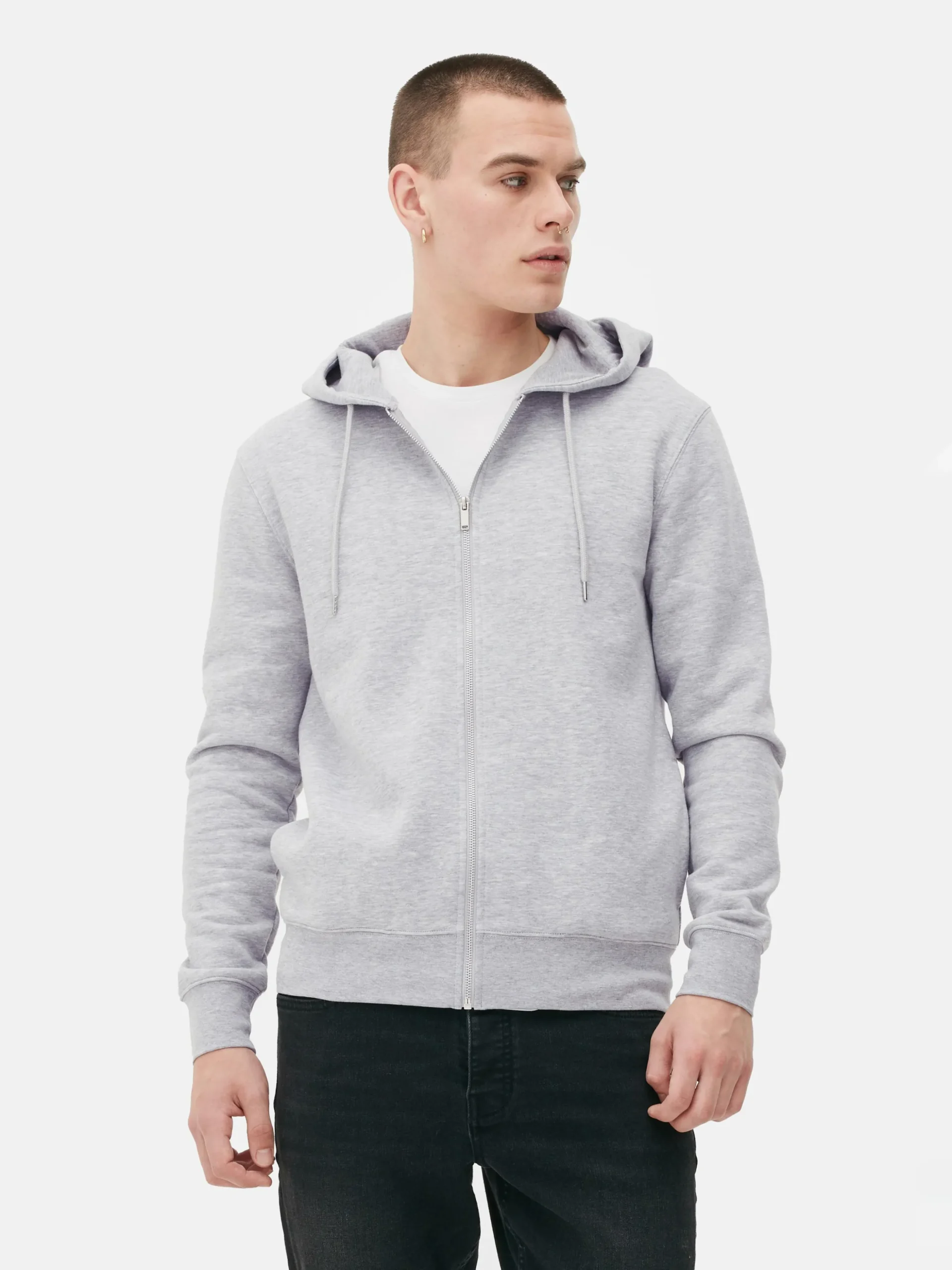 Basic Hoodie Met Lange Rits