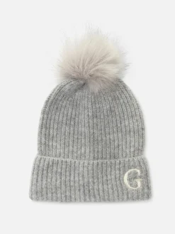 Beanie Met Pompon En Geborduurde Initiaal