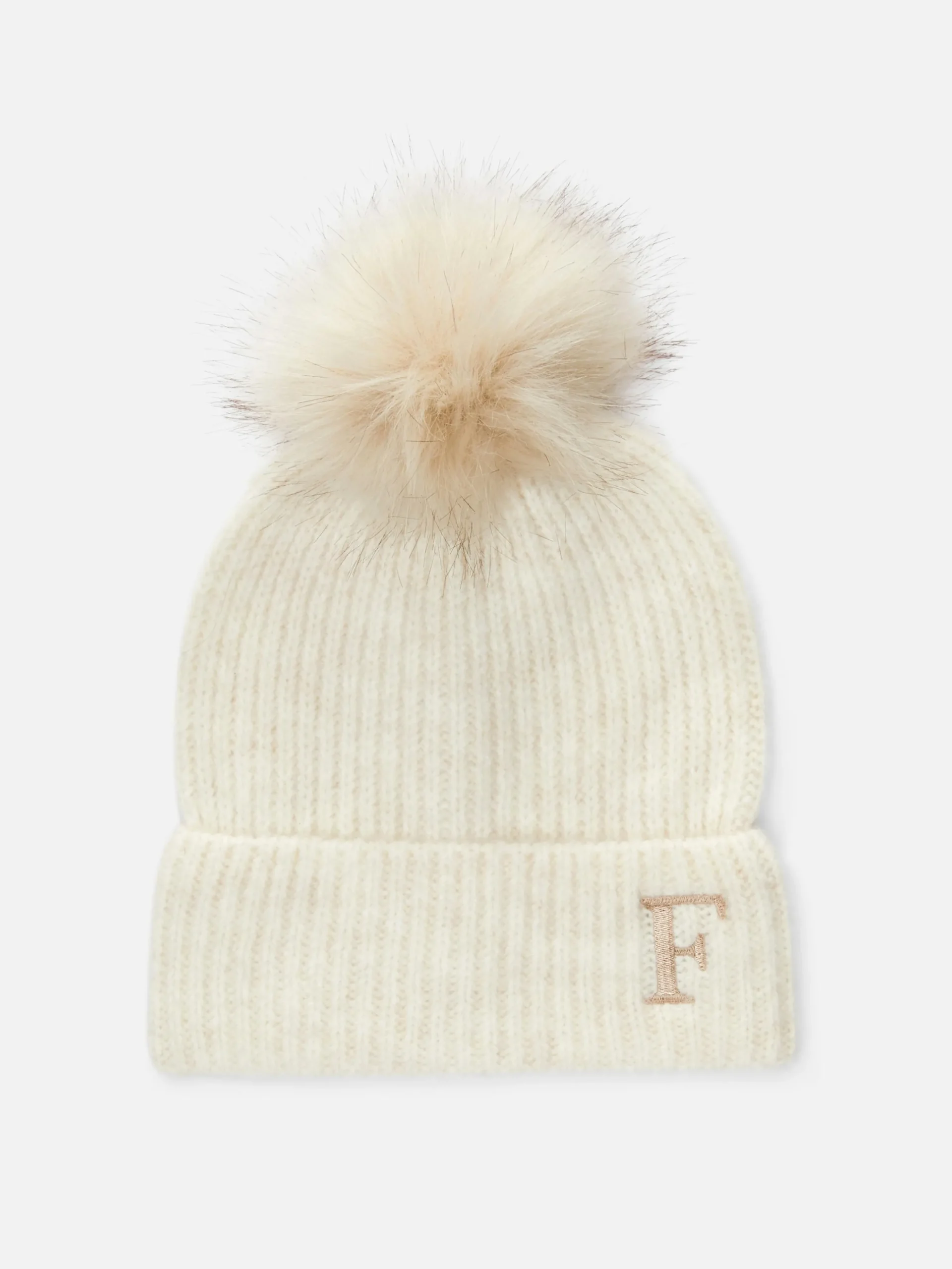 Beanie Met Pompon En Geborduurde Initiaal