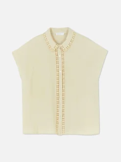 Blouse Met Korte Mouwen En Gehaakte Details