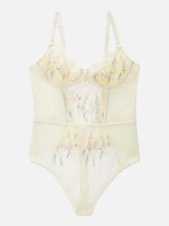 Body Van Mesh Met Geborduurd Bloemmotief
