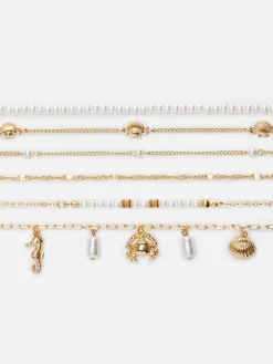 Chokerkettingen Met Imitatieparels En Bedels, 6 Stuks