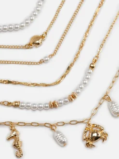 Chokerkettingen Met Imitatieparels En Bedels, 6 Stuks