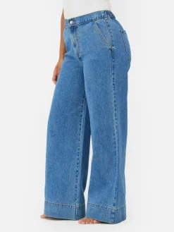 Elastische Jeans Met Wijde Pijpen