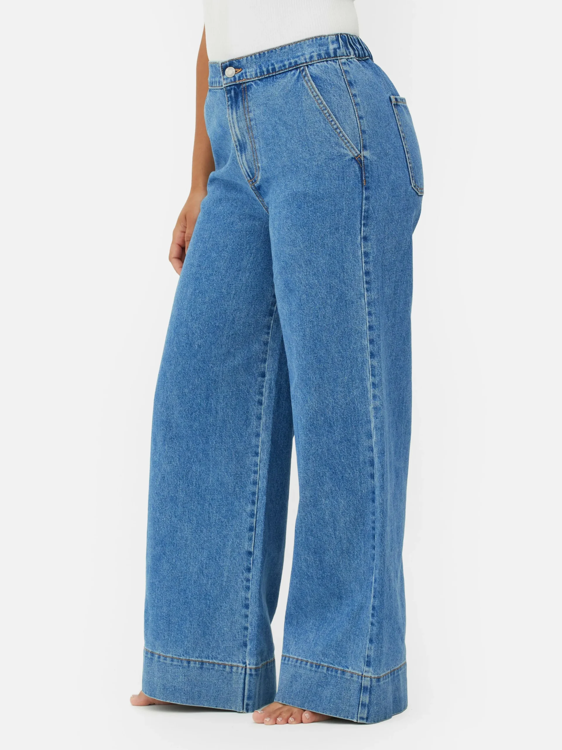 Elastische Jeans Met Wijde Pijpen