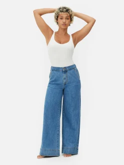 Elastische Jeans Met Wijde Pijpen