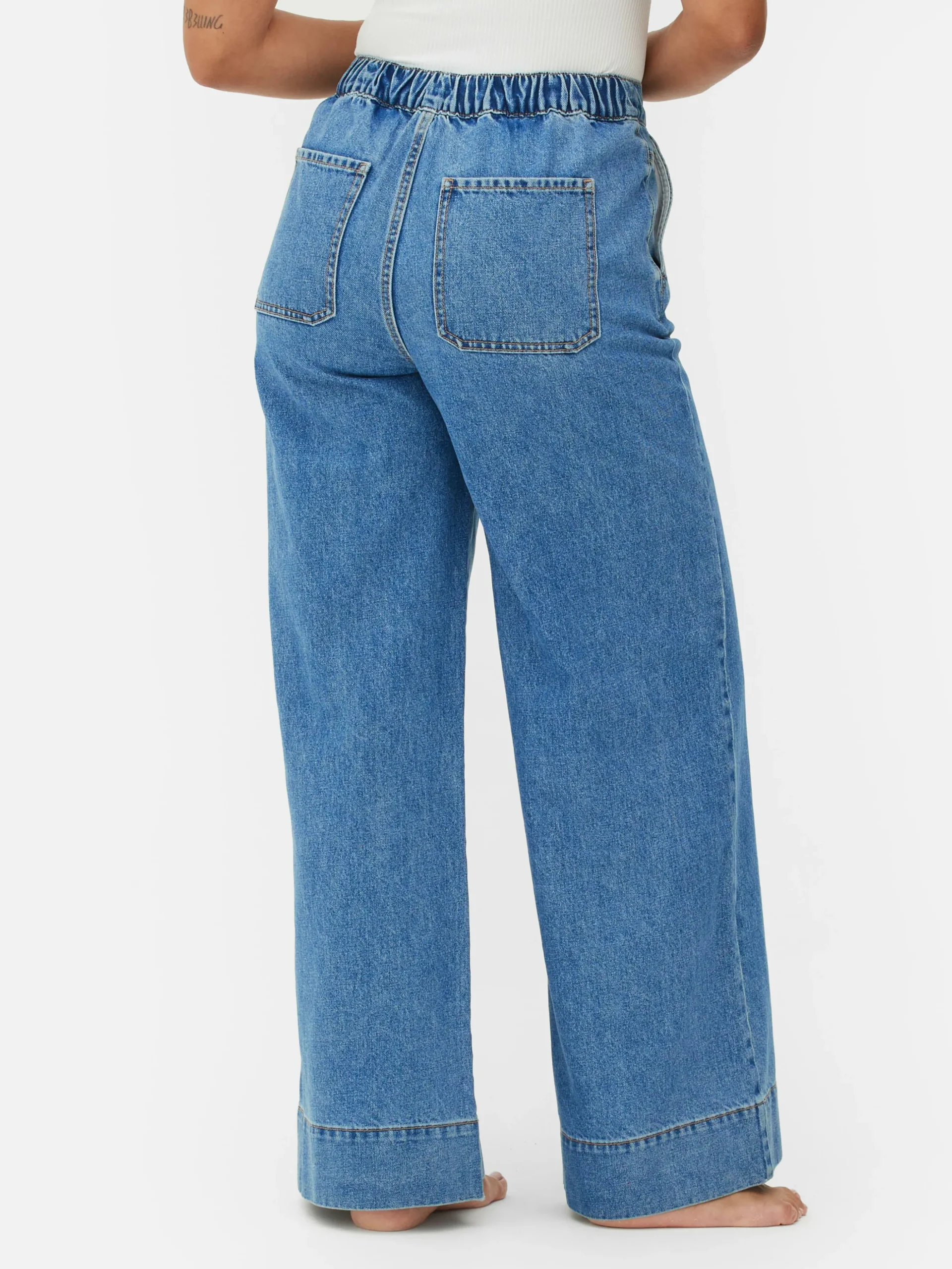 Elastische Jeans Met Wijde Pijpen