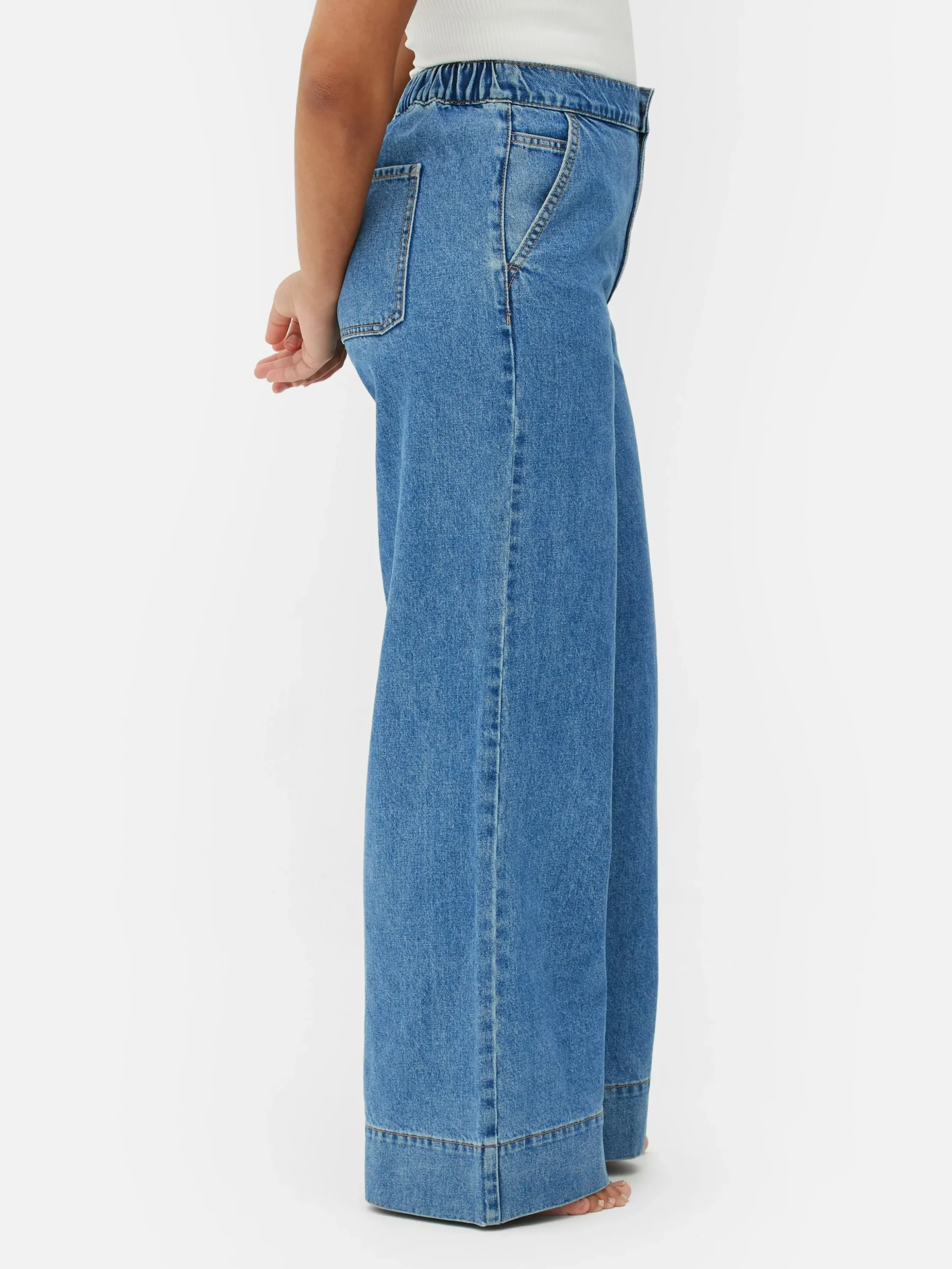 Elastische Jeans Met Wijde Pijpen