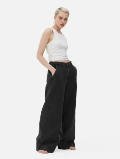 Elastische Jeans Met Wijde Pijpen