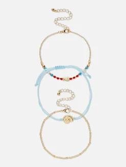 Enkelbandjes Met Schelpbedel, Set Van 3