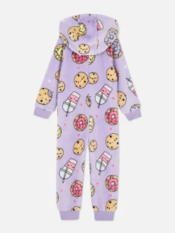 Fleece Onesie Met Voedselpatroon