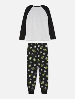 Fleece Pyjama Met Voetbalprint