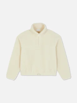 Fleece Sweatshirt Met Halve Rits