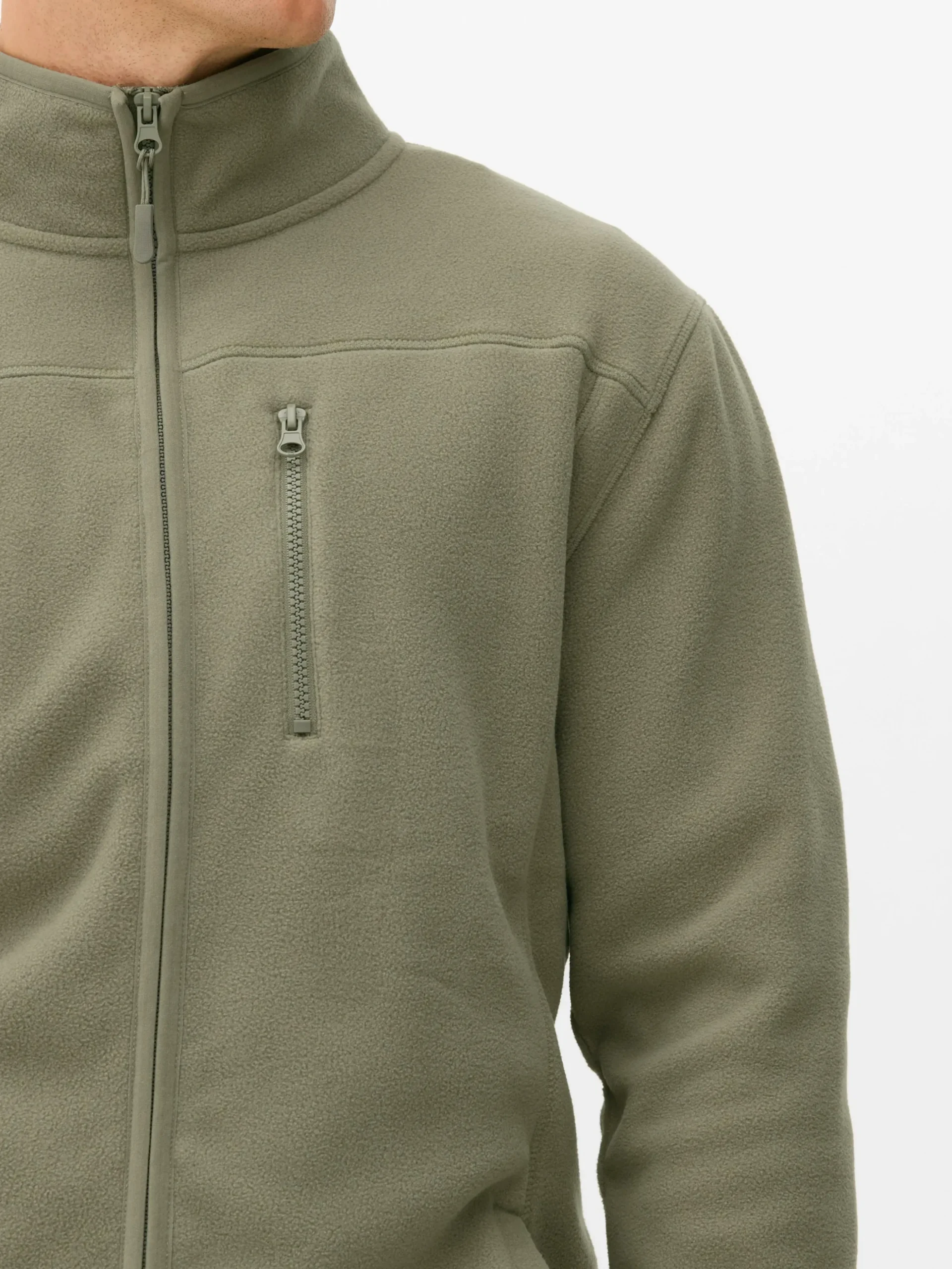 Fleece Trui Met Rits En Opstaande Kraag