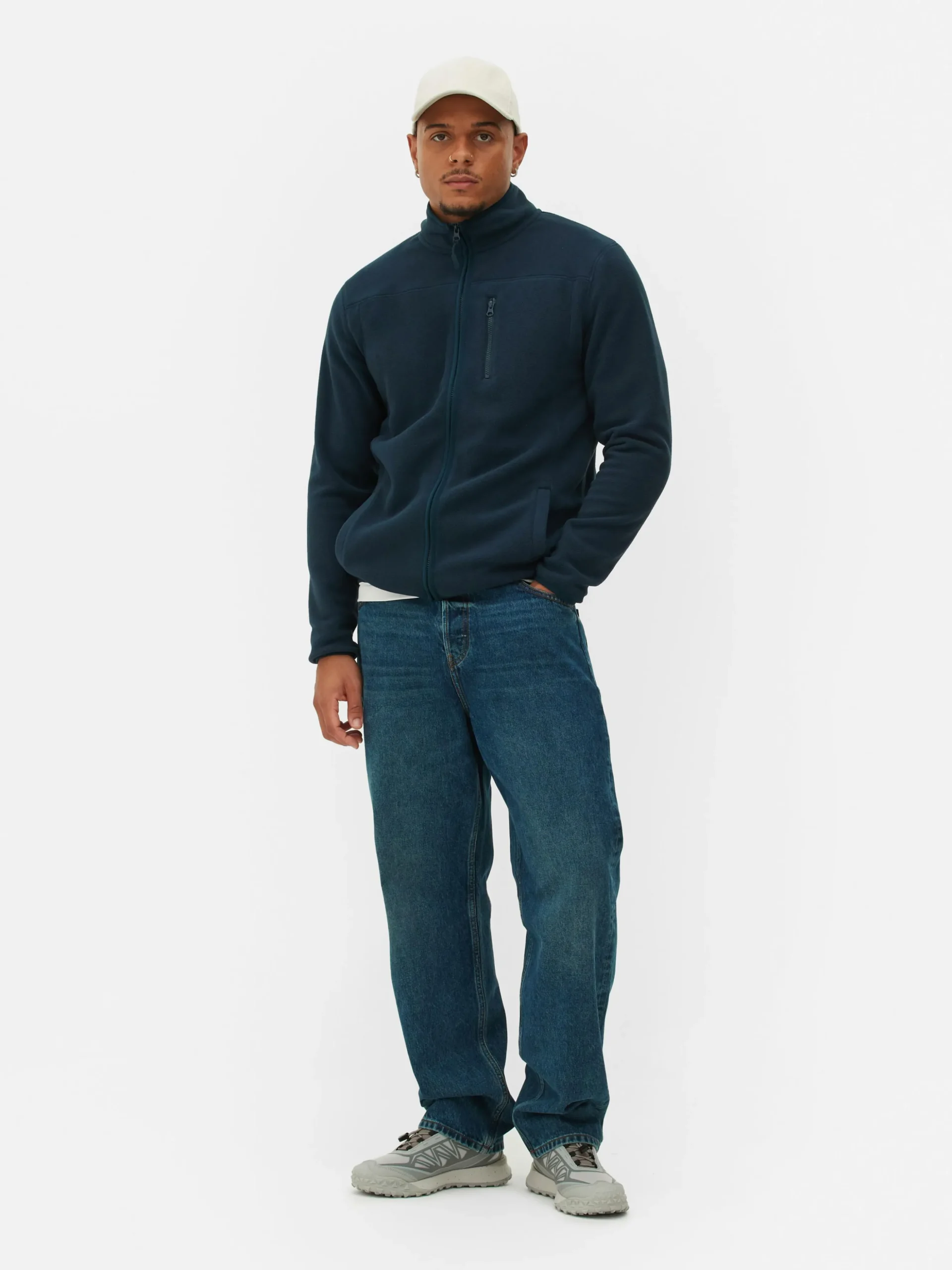 Fleece Trui Met Rits En Opstaande Kraag