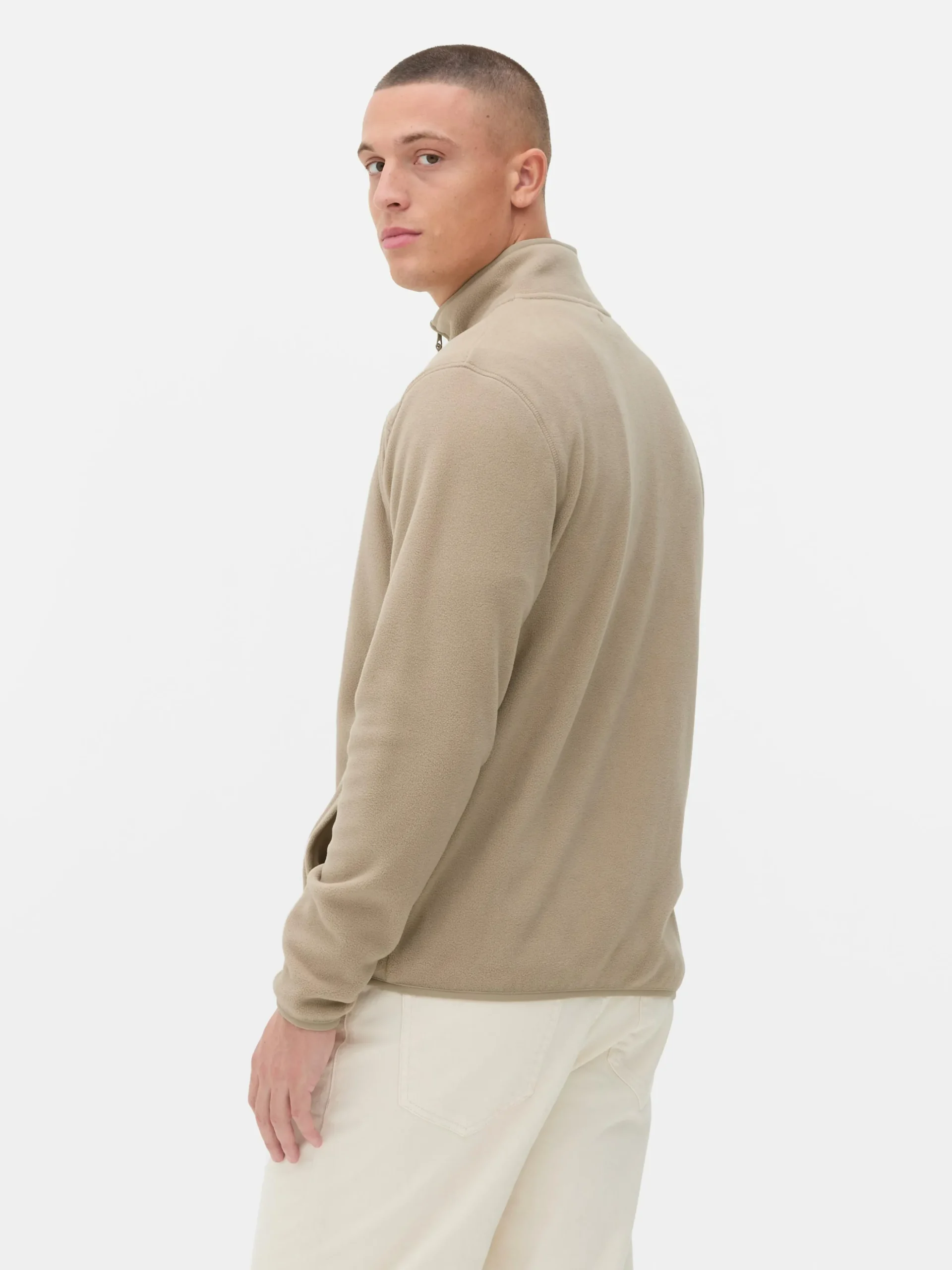 Fleece Trui Met Rits En Opstaande Kraag
