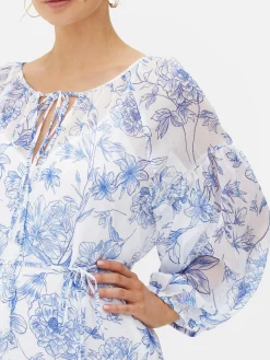 Gebloemde Zwangerschapsmaxi-jurk Met Lange Mouwen