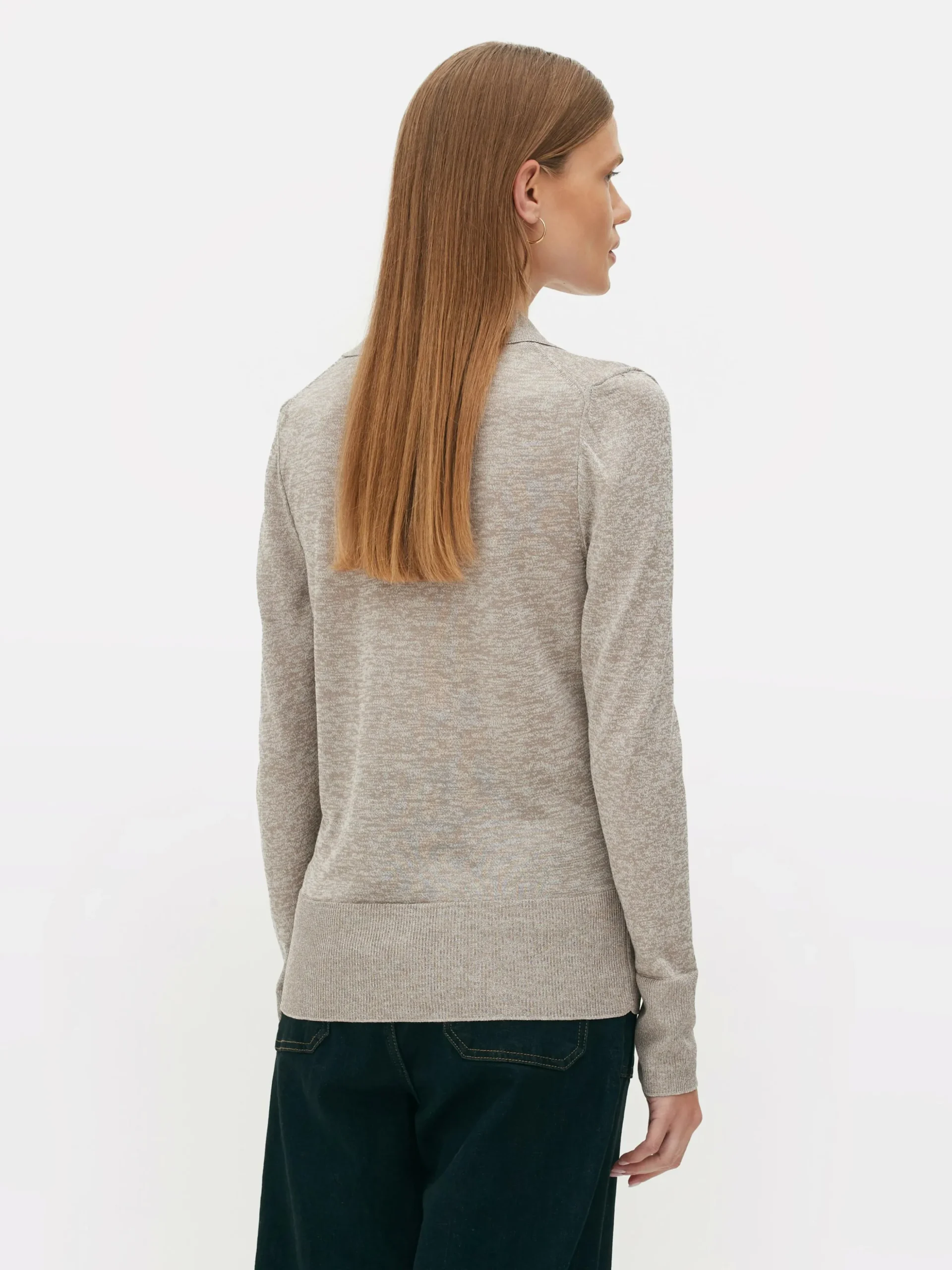 Gebreid Poloshirt Met Lange Mouwen De Edit