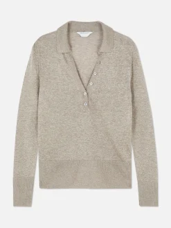 Gebreid Poloshirt Met Lange Mouwen De Edit