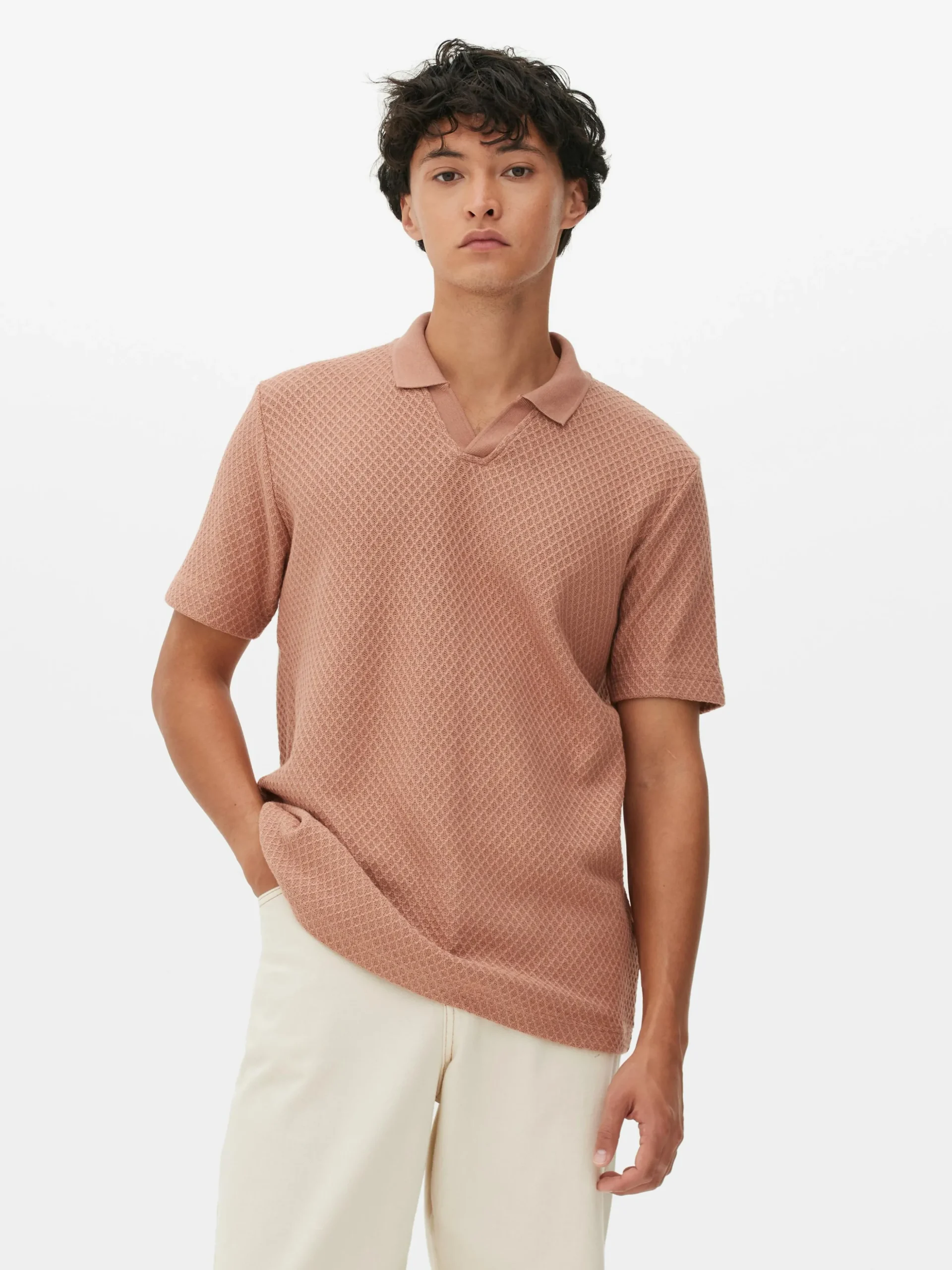 Gebreid Poloshirt Met Textuur Kem