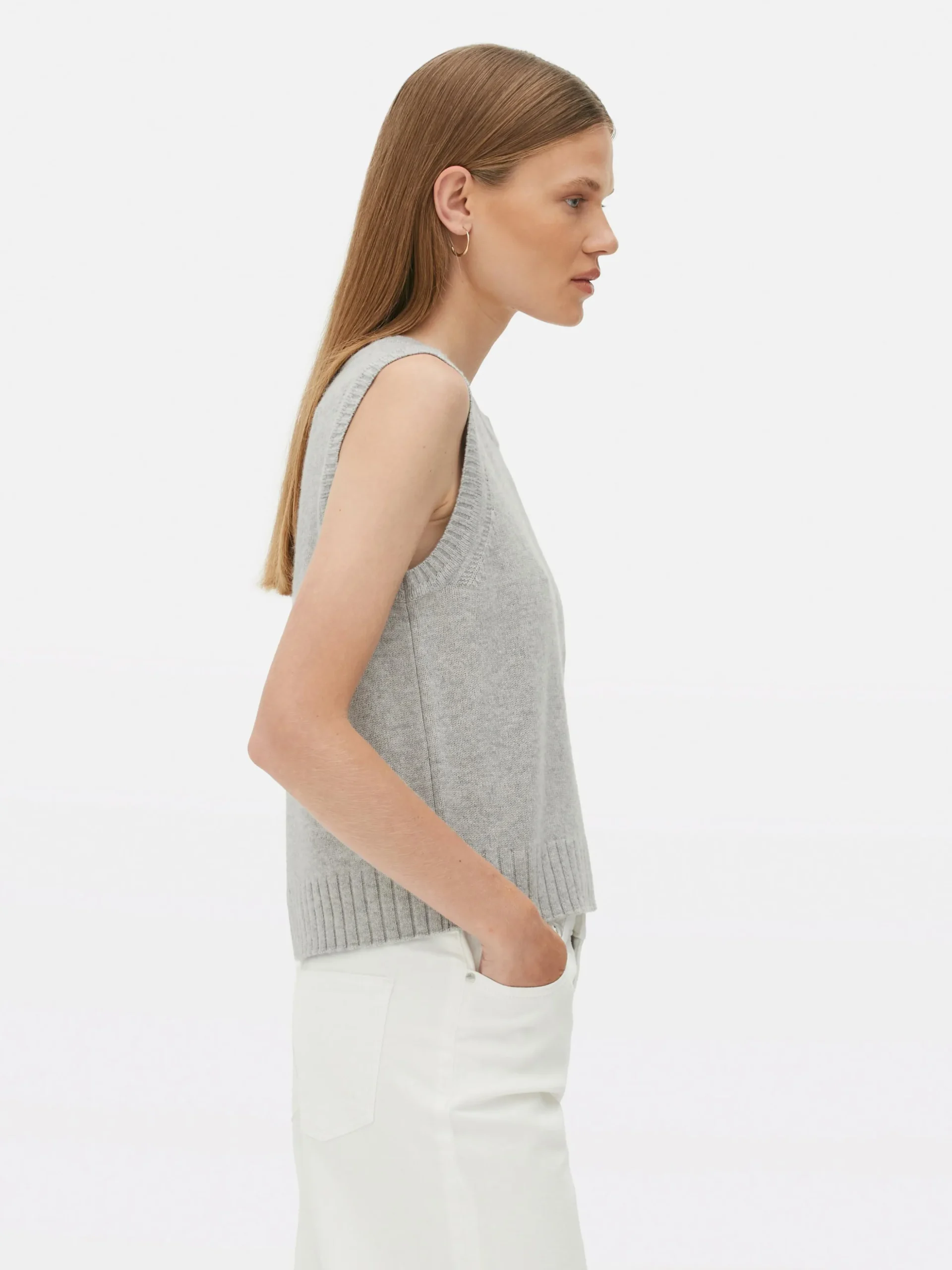 Gebreid Vest Met Geribde Rand The Edit