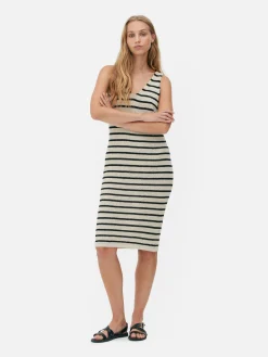 Gebreide Midi-jurk Met Strepen
