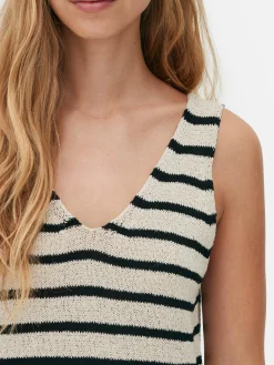 Gebreide Midi-jurk Met Strepen