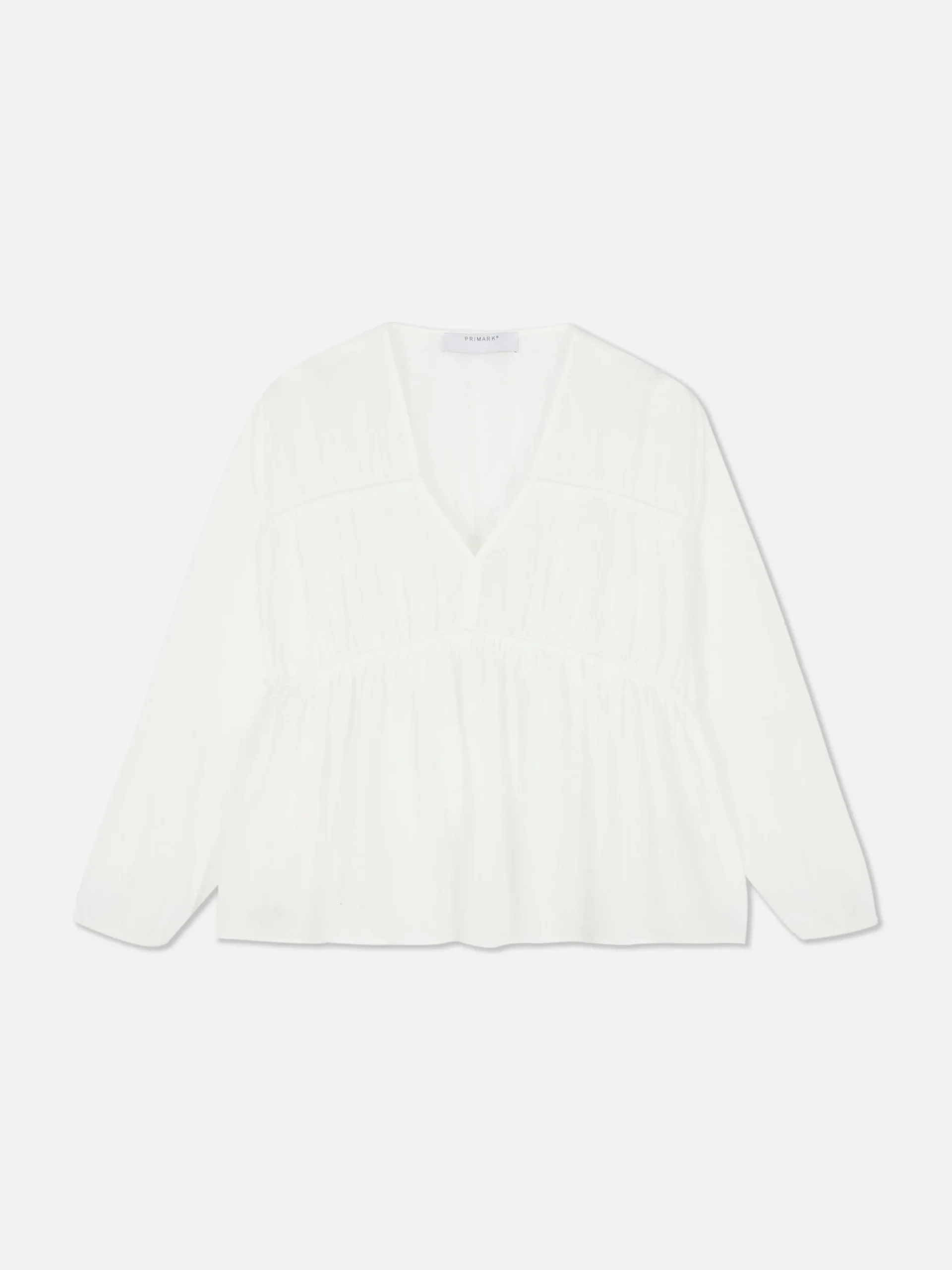 Gedrapeerde Voile Blouse Met Smokwerk