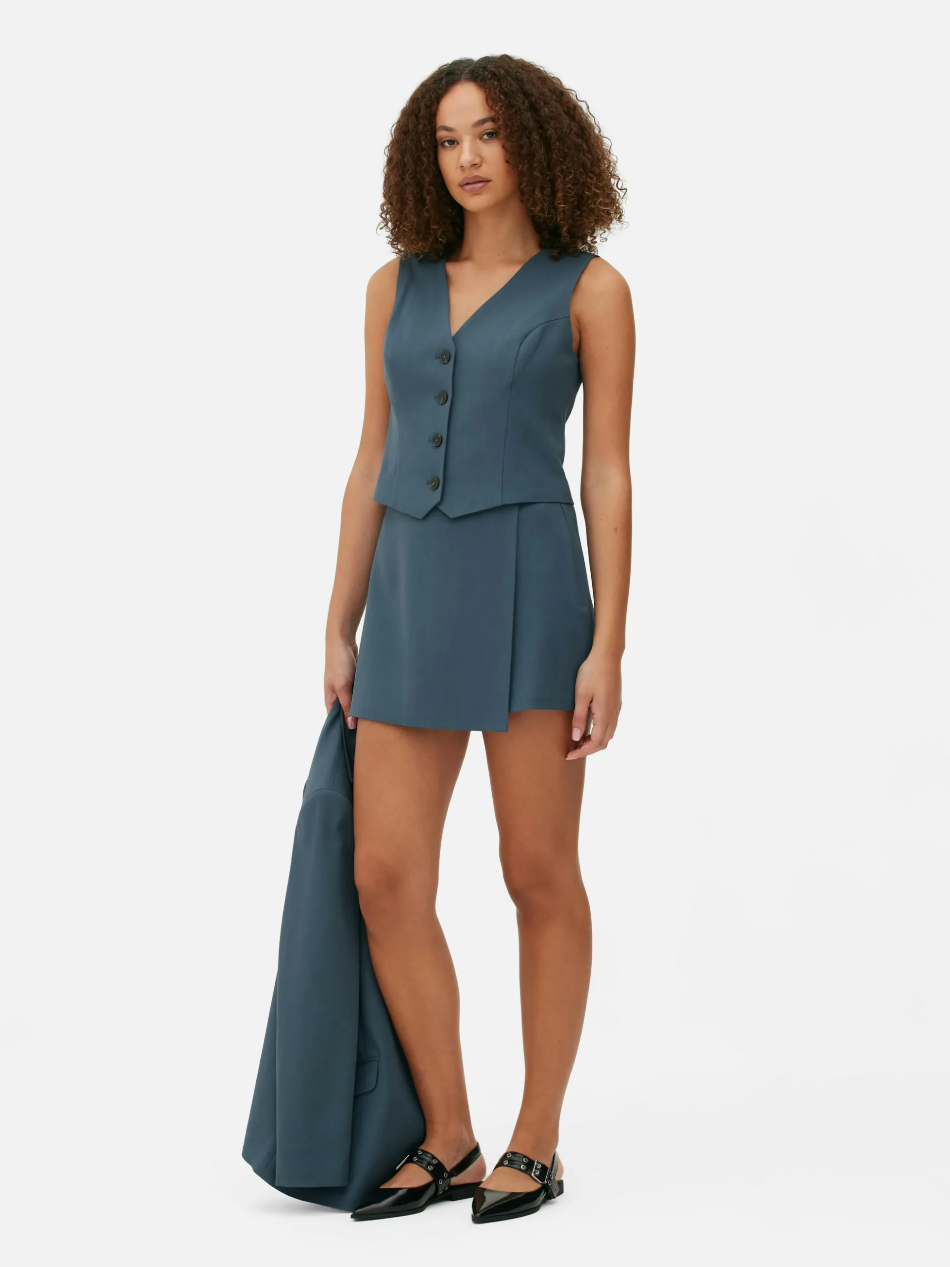 Gekleed Gilet Met Knoopsluiting