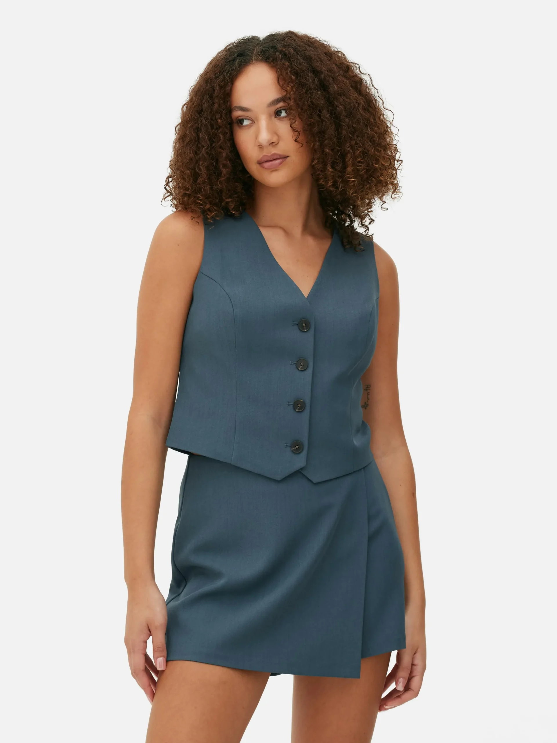 Gekleed Gilet Met Knoopsluiting