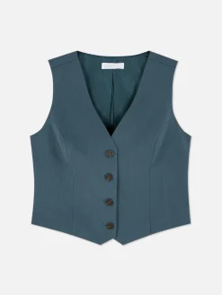 Gekleed Gilet Met Knoopsluiting