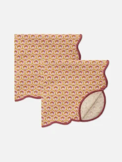 Geometrische Servetten Met Geschulpte Rand, Set Van 2