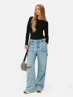 Geribde Bodysuit Met Lange Mouwen