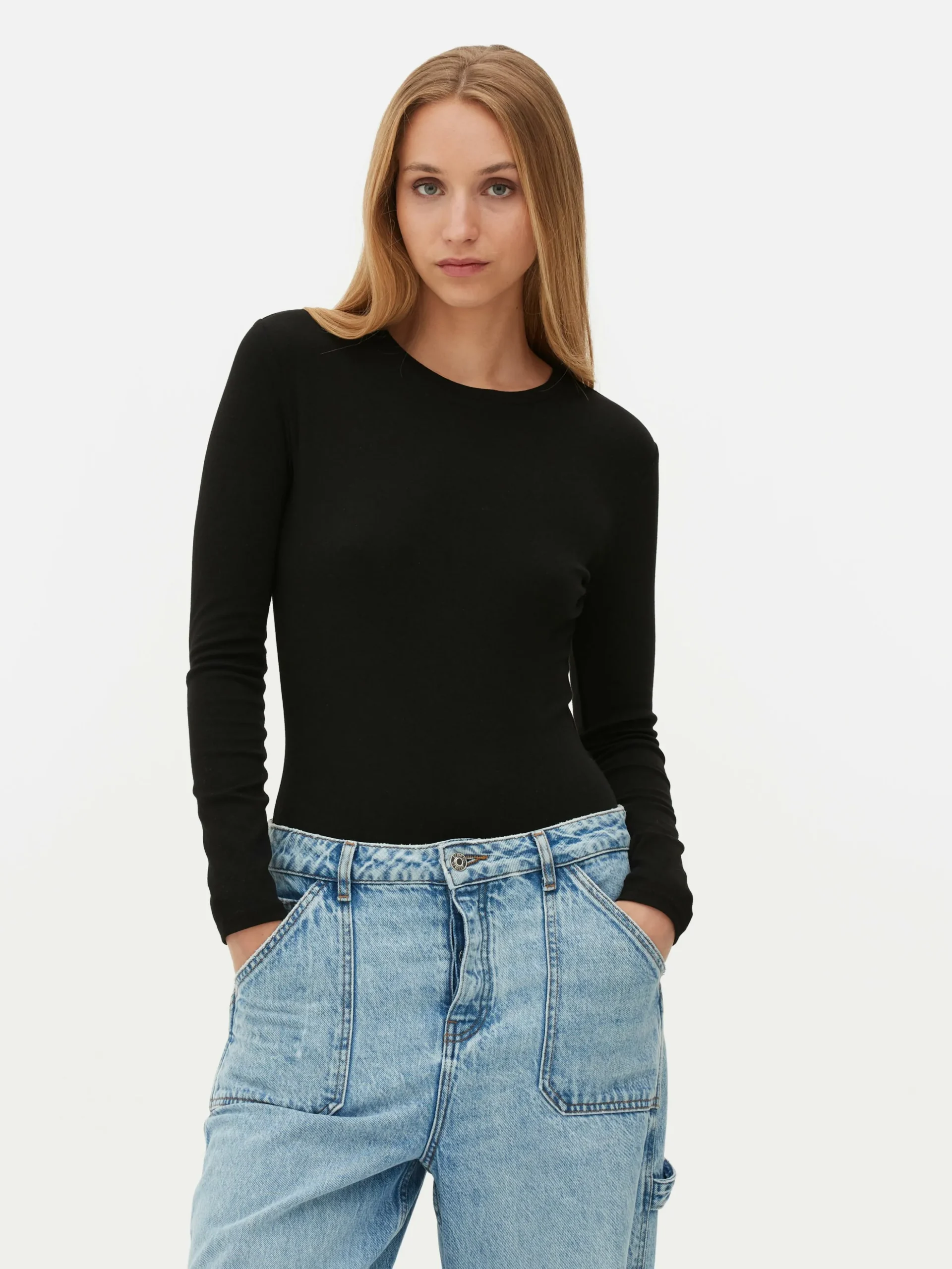Geribde Bodysuit Met Lange Mouwen