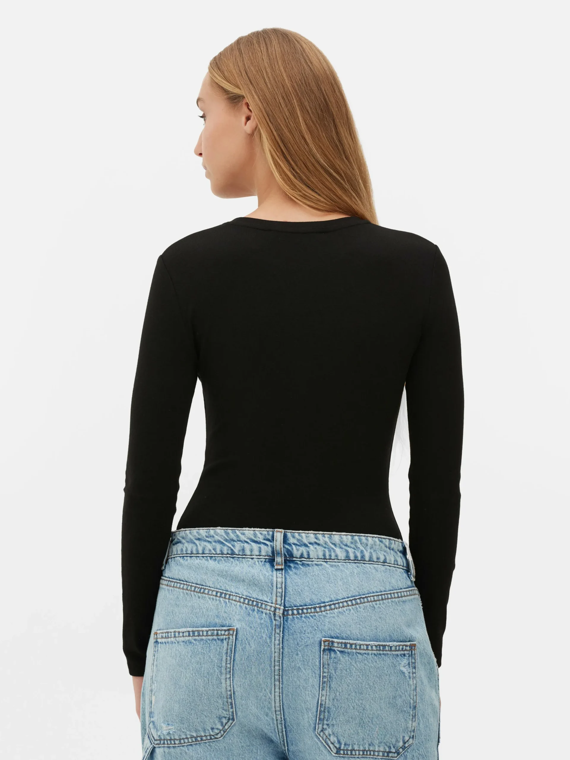 Geribde Bodysuit Met Lange Mouwen
