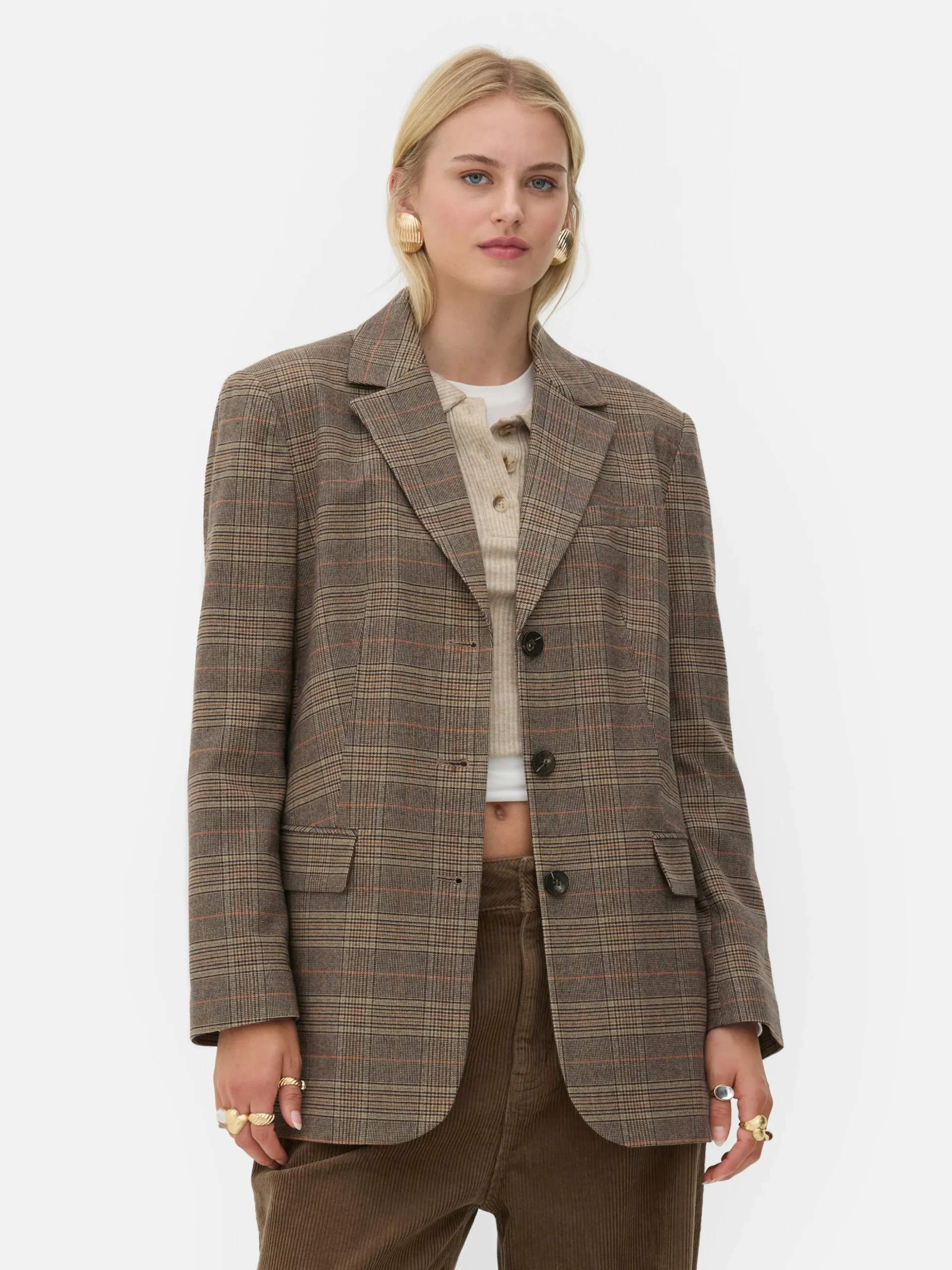 Geruite Single-breasted Blazer Rita Ora