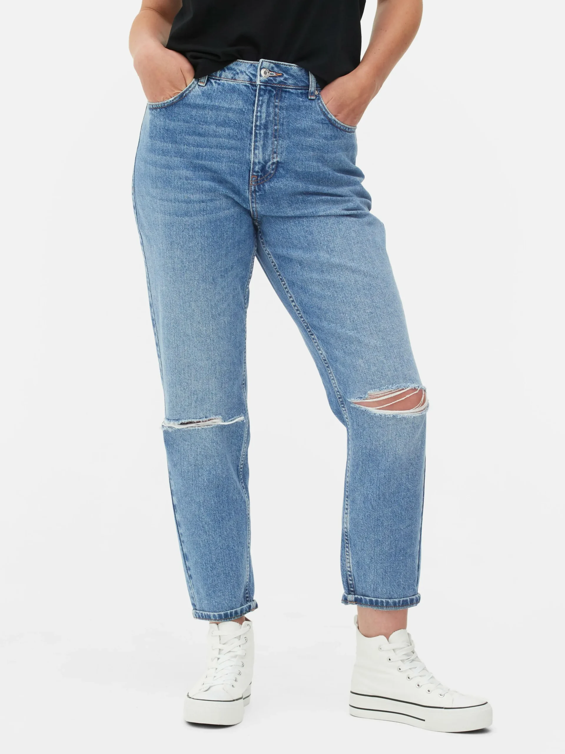 Gescheurde Spijkerbroek Met Hoge Taille