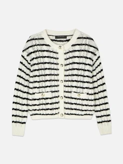 Gestreept Gebreid Vest Met Kabelmotief