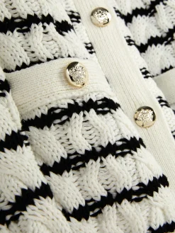Gestreept Gebreid Vest Met Kabelmotief