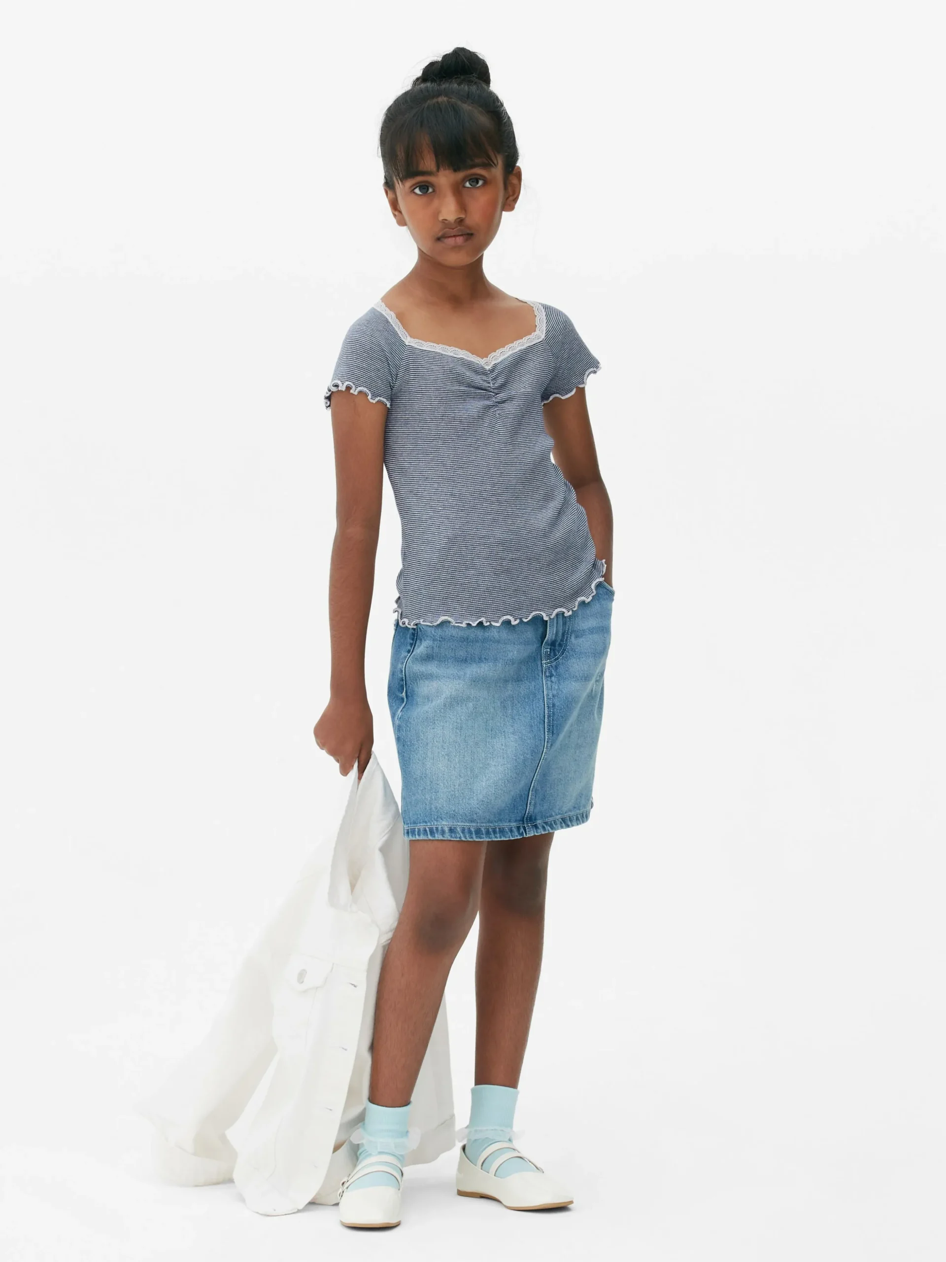 Gestreept T-shirt Met Kanten Rand