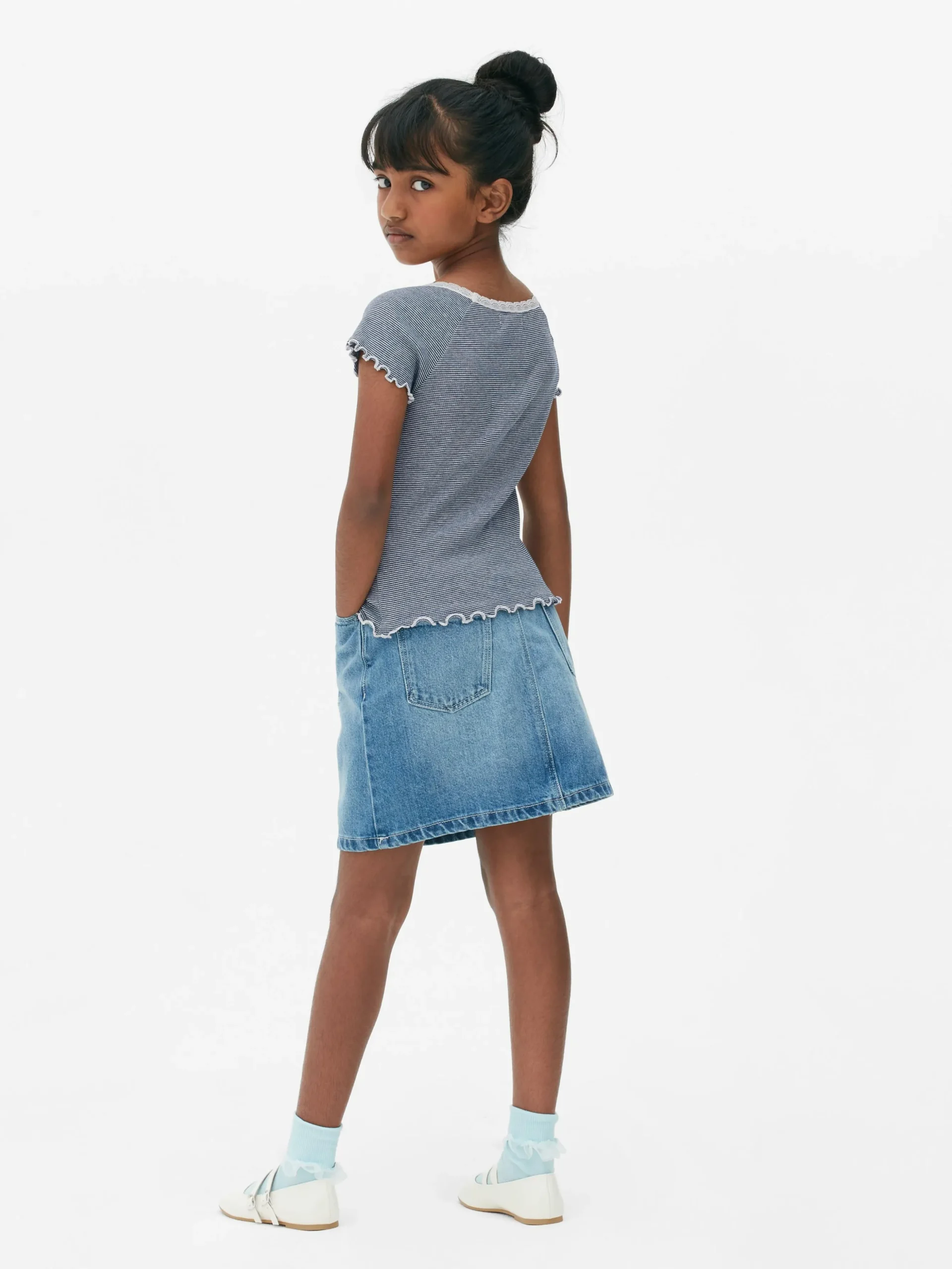 Gestreept T-shirt Met Kanten Rand