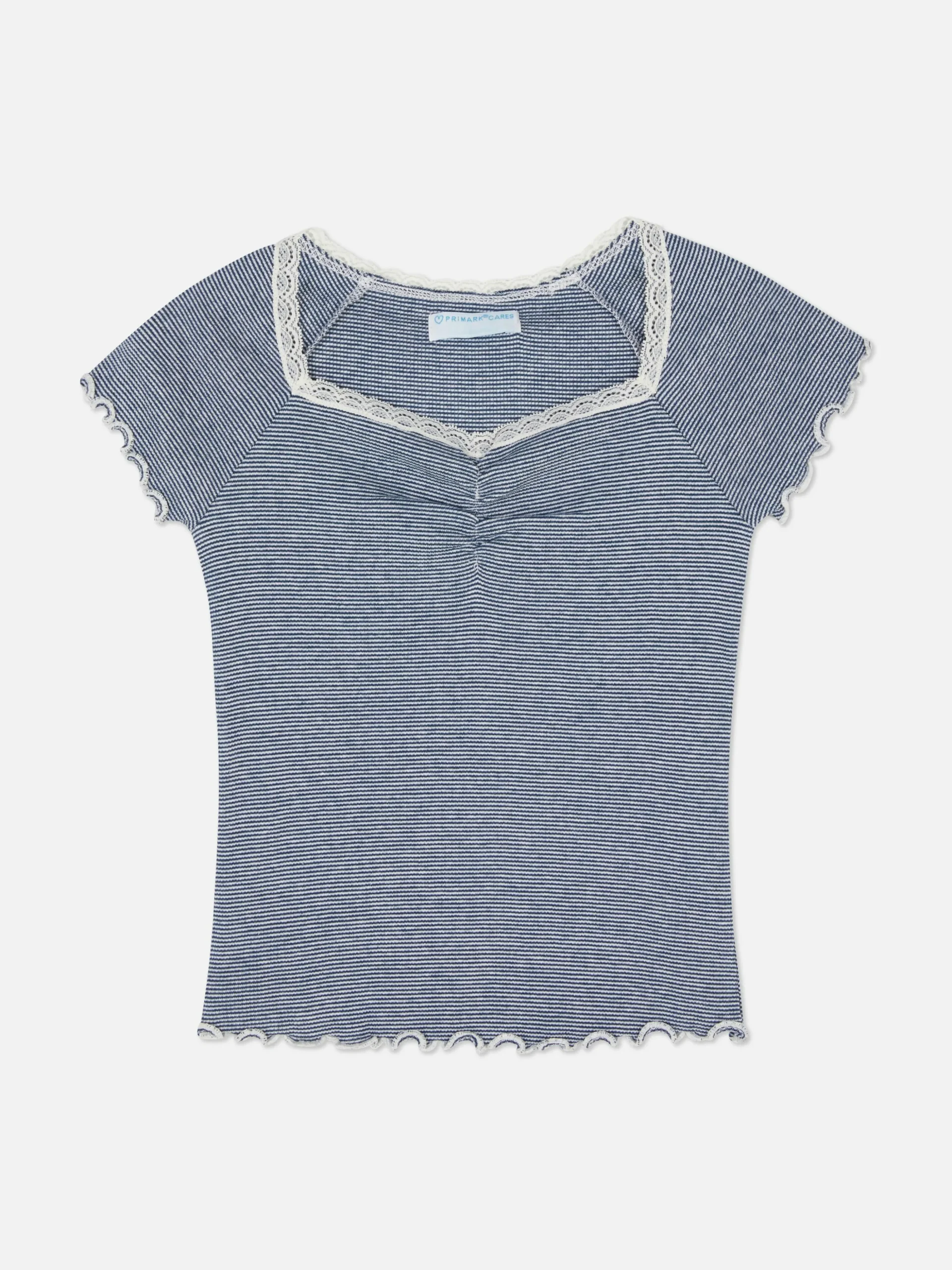 Gestreept T-shirt Met Kanten Rand