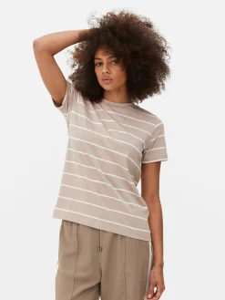 Gestreept T-shirt Met Ronde Hals